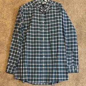 Ariat Pro Series Men's Navy and Forest Plaid Button Down Shirt NWOT